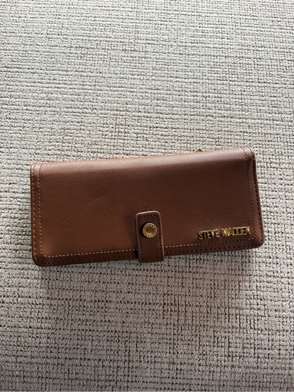 Steve Madden Cognac Brown Leather Snap Wallet